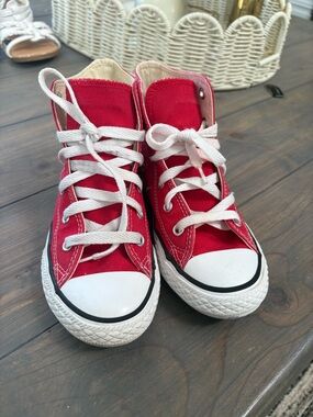 Girls Converse size 1 Red High-Top Canvas Sneakers